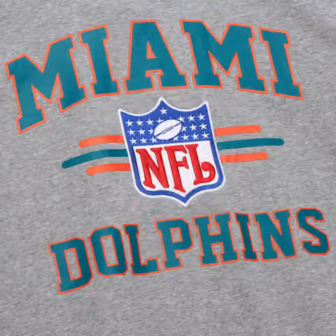 Miami Dolphins Mitchell & Ness All Over Crew 4.0 NFL Pullover Gray view 3