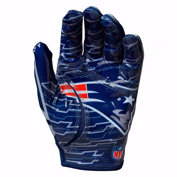 New England Patriots Wilson Youth Stretch-Fit NFL Receivers Gloves (KIDS) view 3