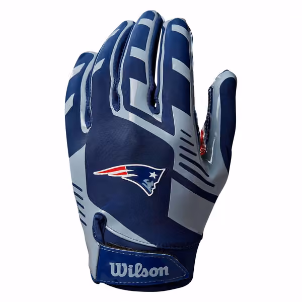 New England Patriots Wilson Youth Stretch-Fit NFL Receivers Gloves (KIDS) view 2