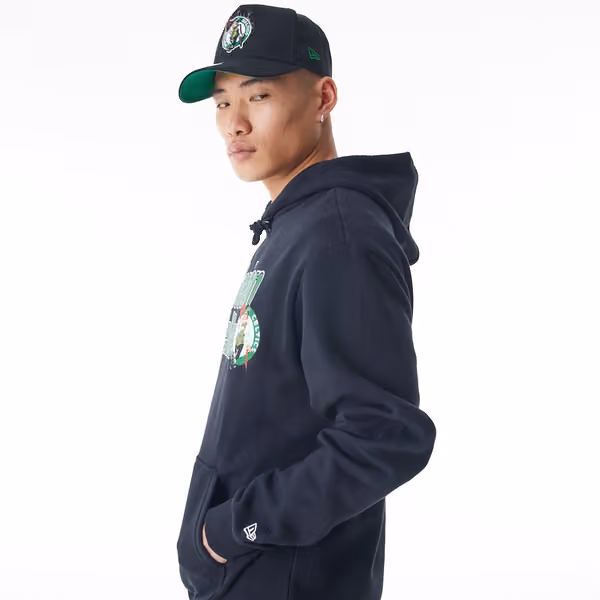 Boston Celtics Flame Print New Era Oversized NBA Hoodie Black view 5