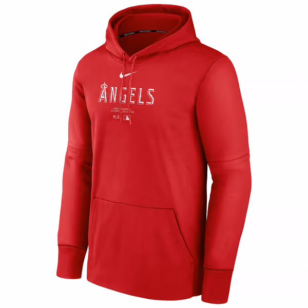 Los Angeles Angels 2024 MLB Authentic Practice Nike Therma Hoodie Red view 1