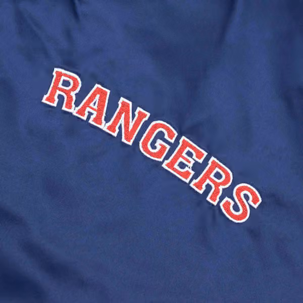 New York Rangers Heavyweight Satin Mitchell & Ness NHL Jacket Navy view 3