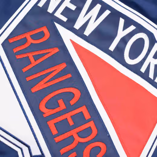 New York Rangers Heavyweight Satin Mitchell & Ness NHL Jacket Navy view 4