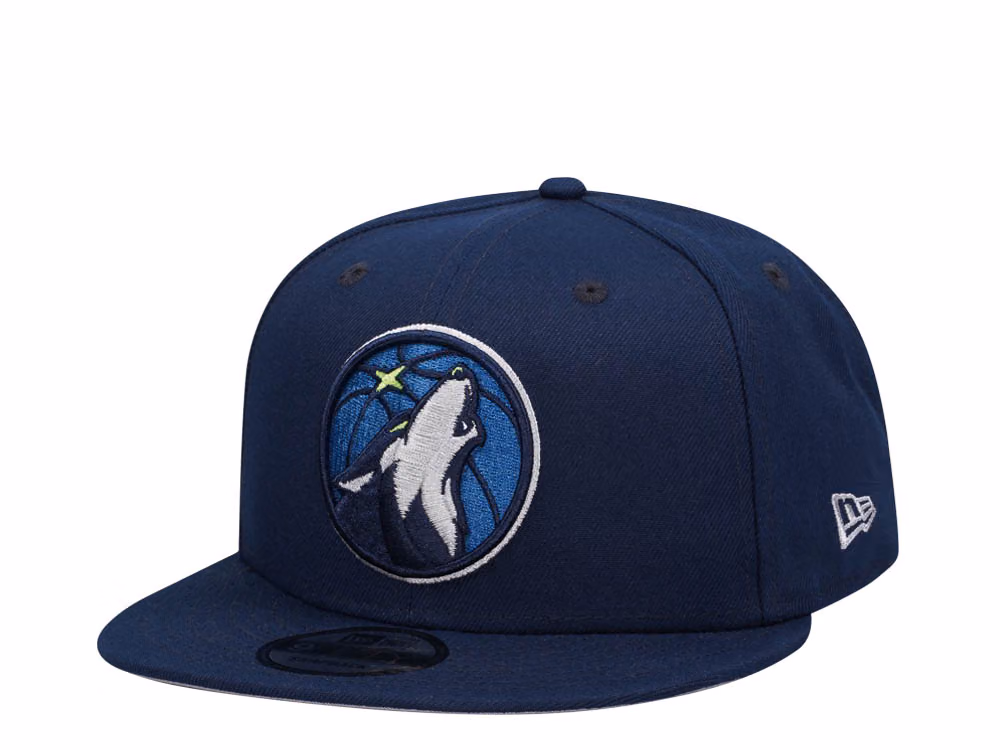 New Era Minnesota Timberwolves Navy Classic Edition 9Fifty Snapback Hat front