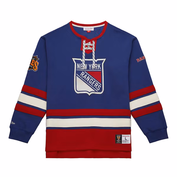 New York Rangers Mitchell & Ness Heritage NHL Lace-Up Jersey Crew view 1