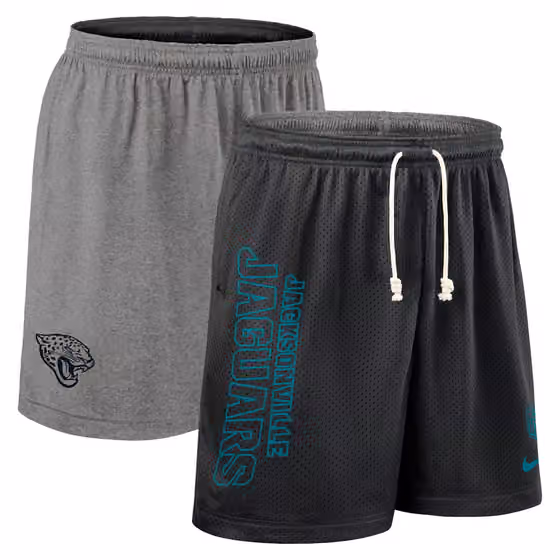 Jacksonville Jaguars 2025 NFL Sideline Reversible Mesh Nike Dri-FIT Shorts Black view 1