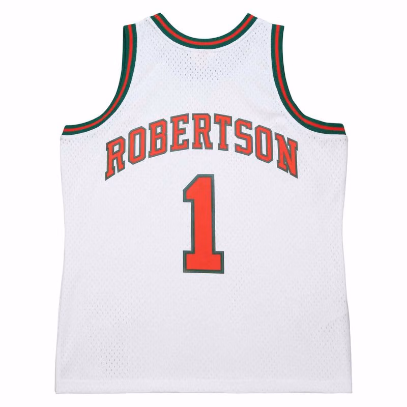 Oscar Robertson #1 Milwaukee Bucks 1971 Swingman NBA Jersey White view 2