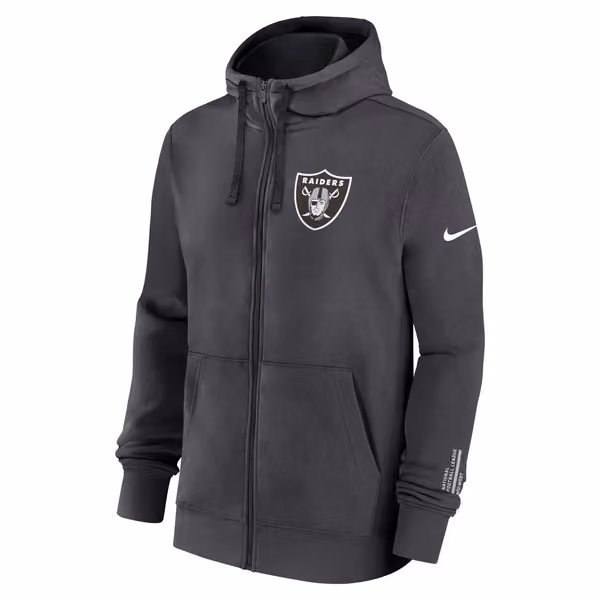 Las Vegas Raiders Playbook NFL Full-Zip Fleece Hoodie Anthracite view 1