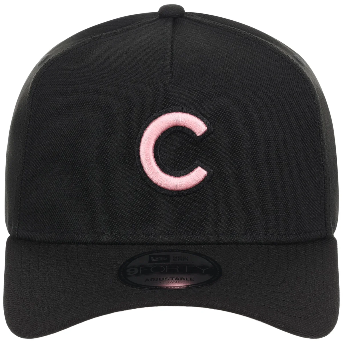 Chicago Cubs MLB Black x Pink FASHION CORE New Era 9FORTY A-Frame detail view