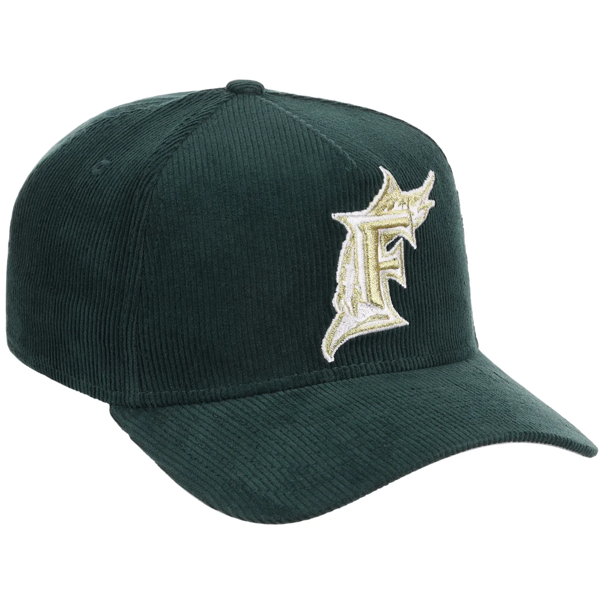 Miami Marlins MLB Dark Green Cord FASHION CORE New Era 9FORTY A-Frame front view