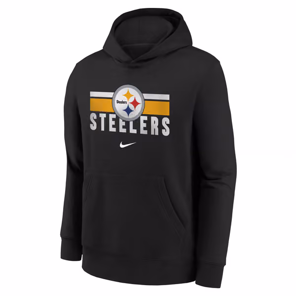 Pittsburgh Steelers NFL Team Stripes Nike Club Hoodie (YOUTH) view 2