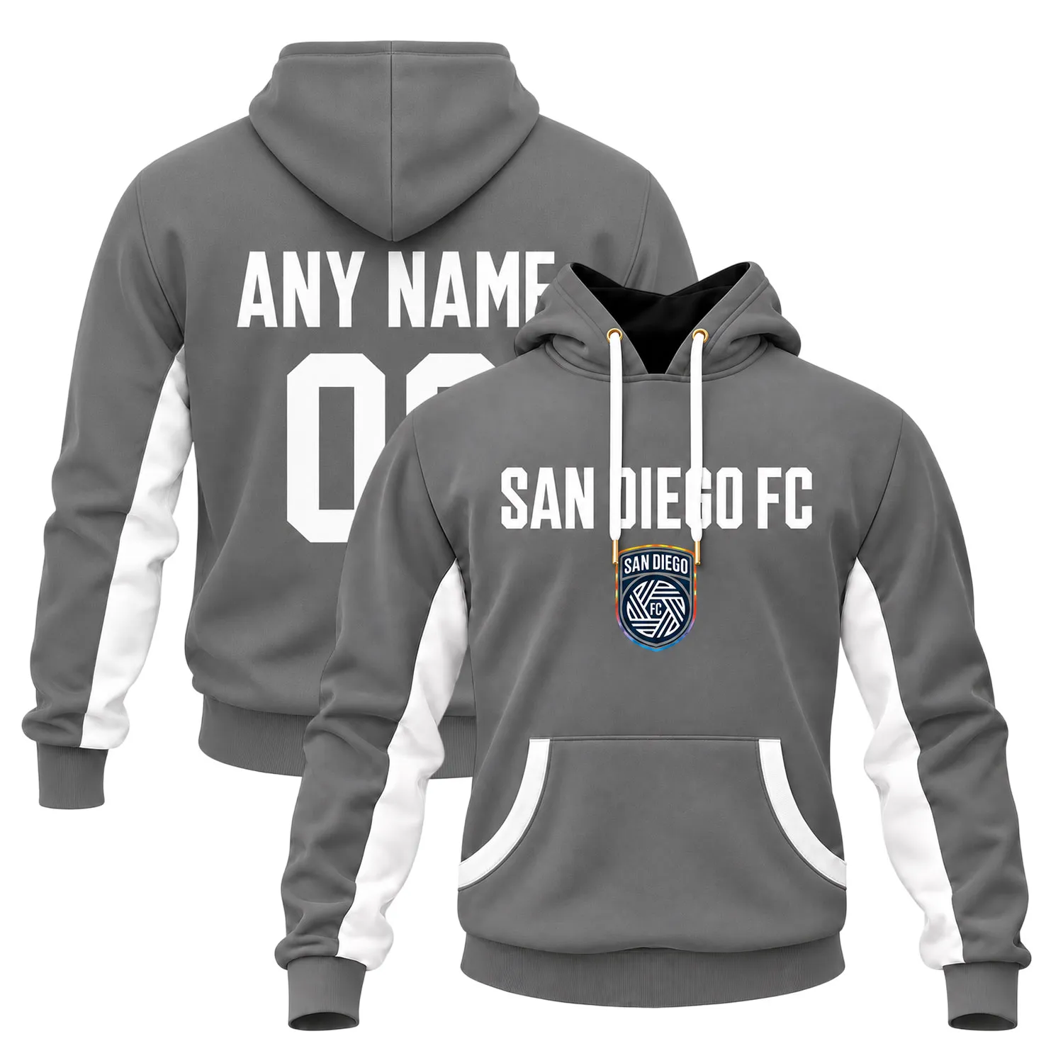 San Diego FC Grey Hoodie - Bold Pullover Hoodie Custom