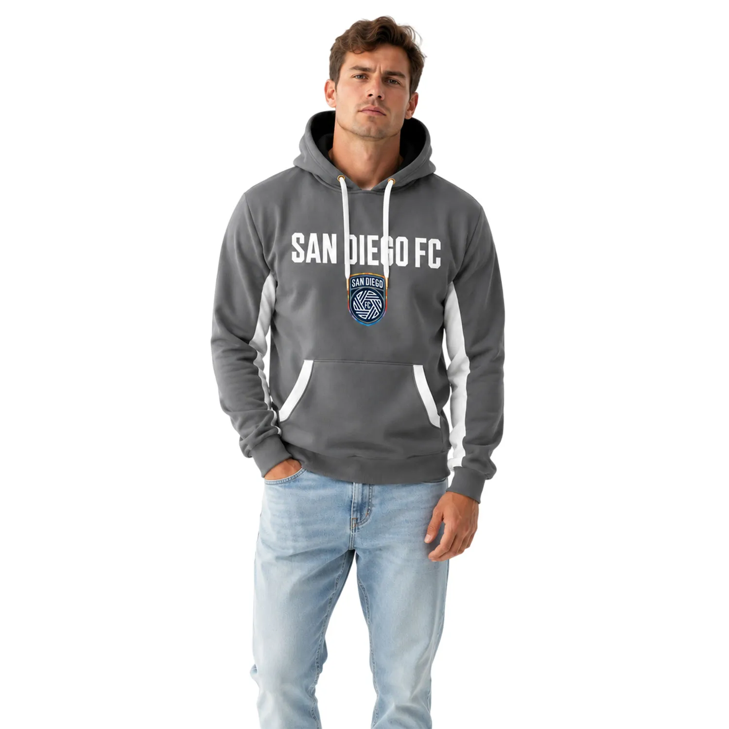 San Diego FC Grey Hoodie - Bold Pullover Hoodie Custom