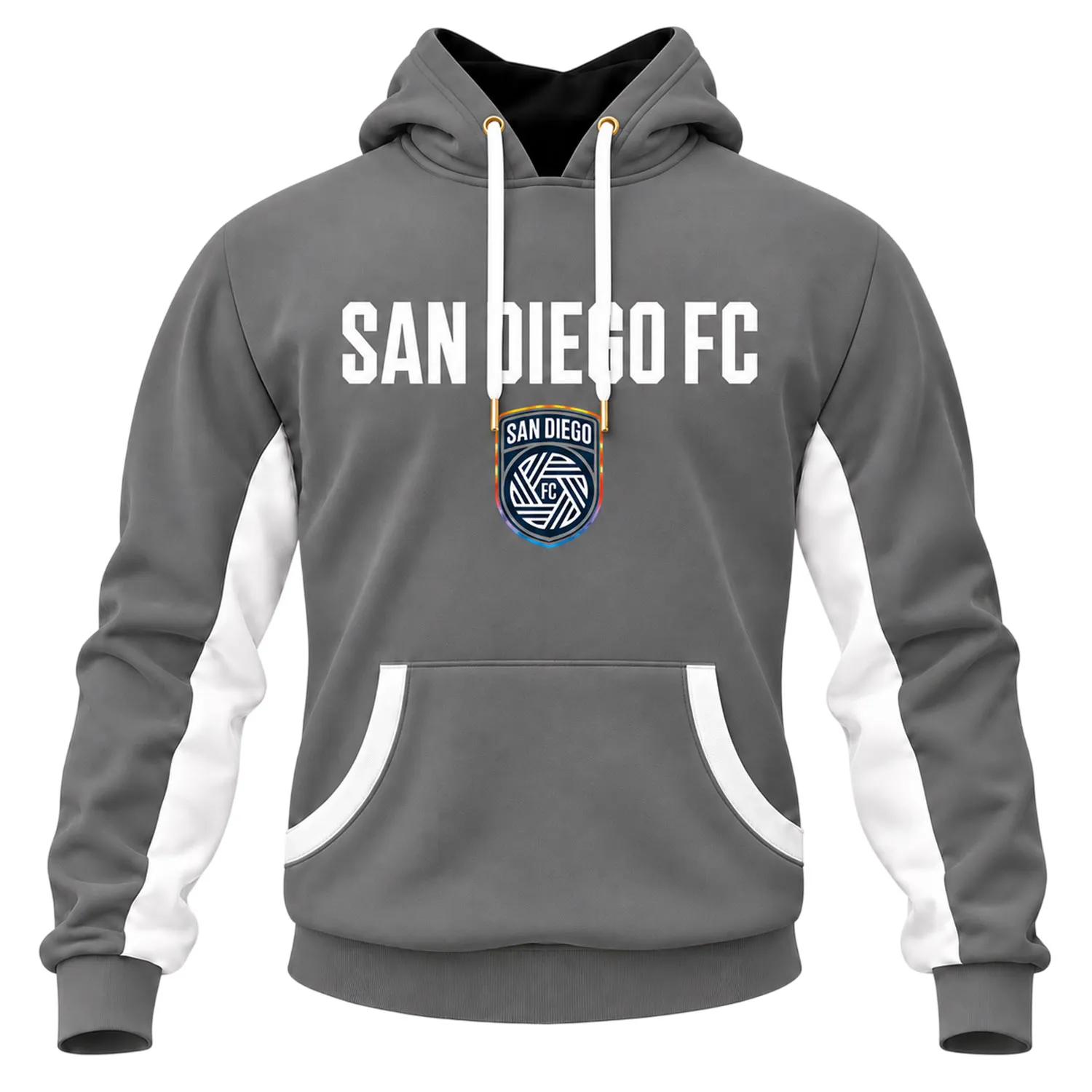San Diego FC Grey Hoodie - Bold Pullover Hoodie Custom