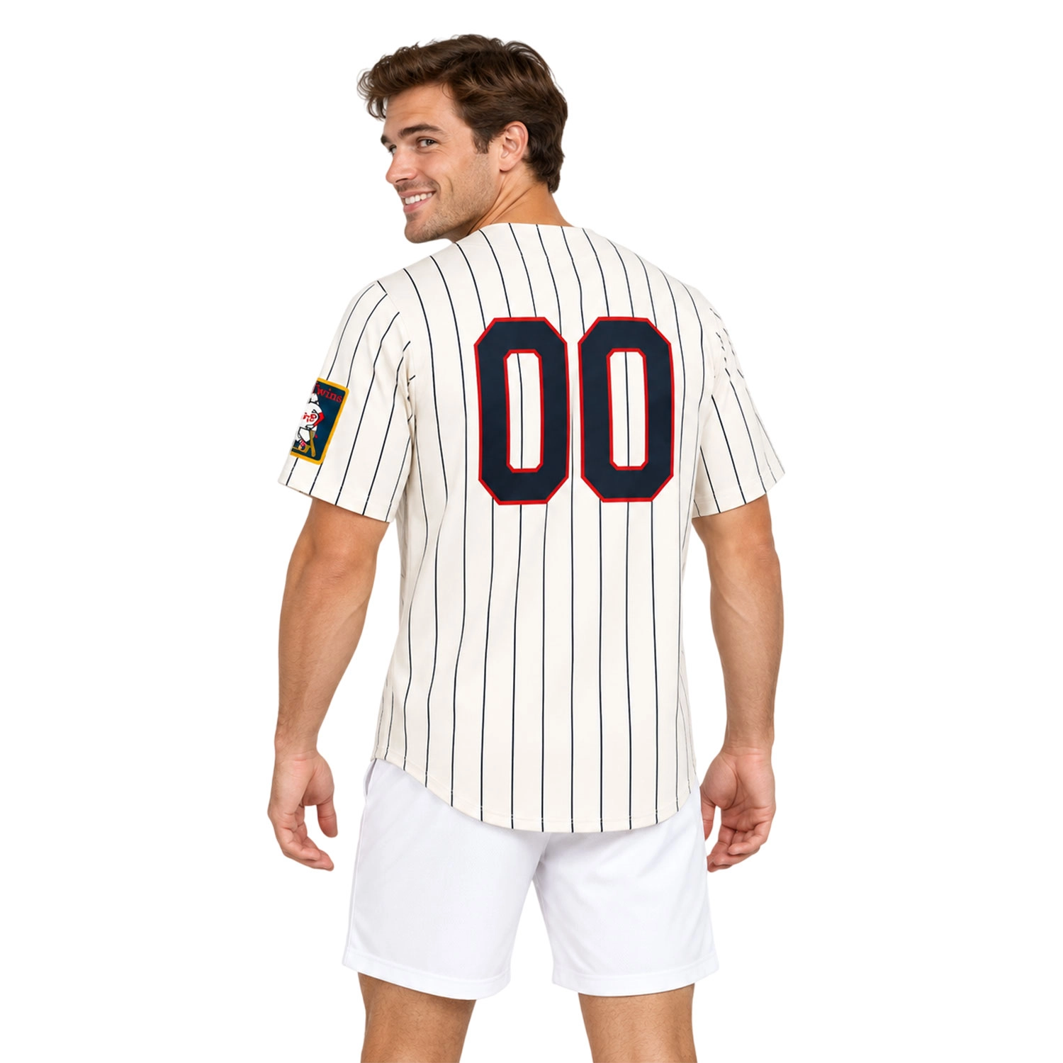 Minnesota Twins Cream Custom Jersey Dynamic Pinstripe