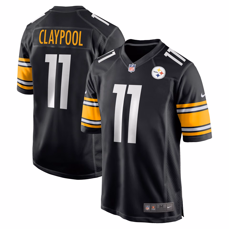 Chase Claypool #11 Pittsburgh Steelers Nike Game NFL Football Jersey Black view 1