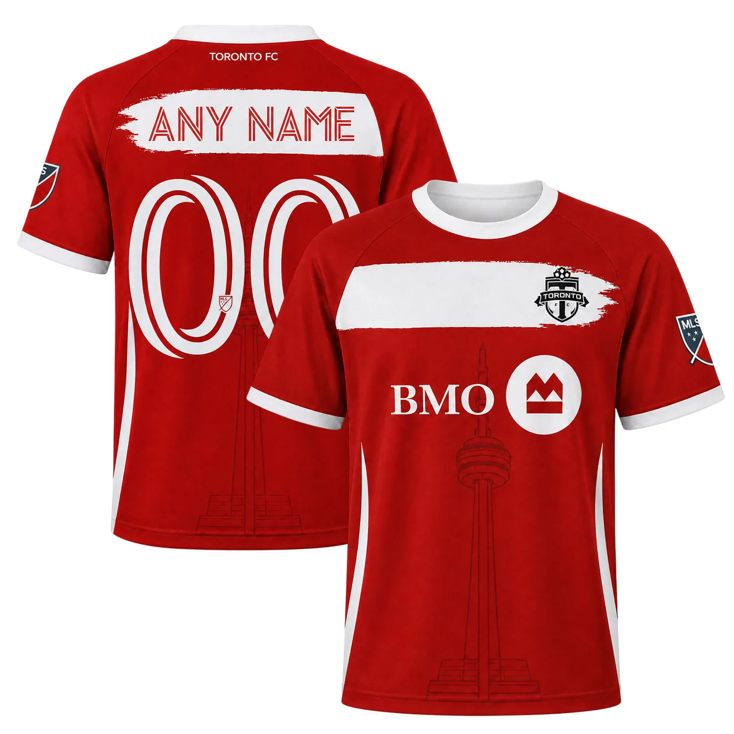 Men's Toronto FC Red Custom Jersey – Bold White Stripe Custom Name & Number