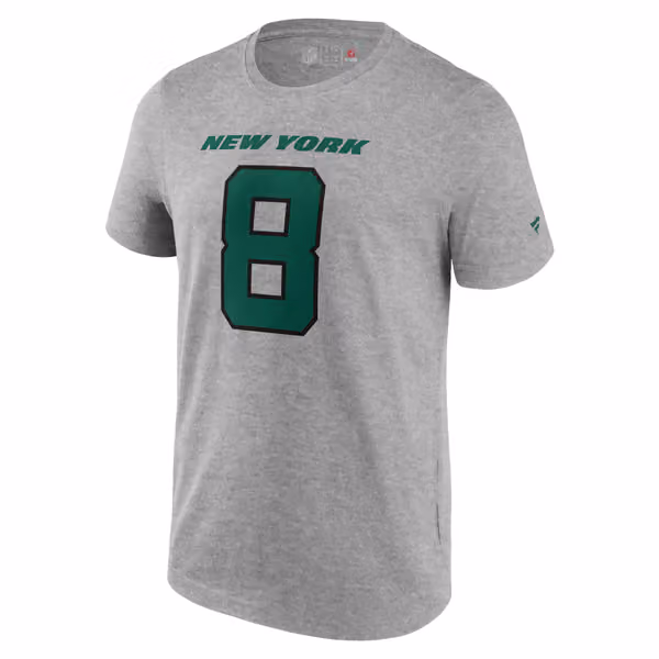 Aaron Rodgers #8 New York Jets Player NFL T-Shirt Gray view 2