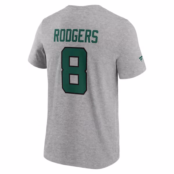 Aaron Rodgers #8 New York Jets Player NFL T-Shirt Gray view 3