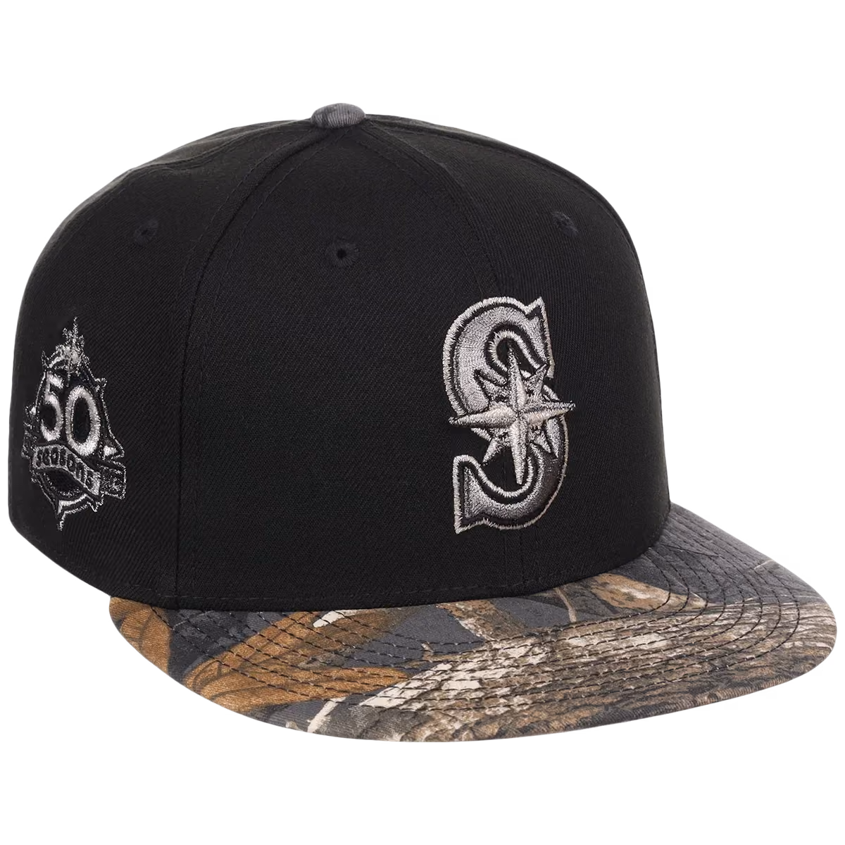 Seattle Mariners MLB Black Realtree Metallics New Era 59FIFTY front view