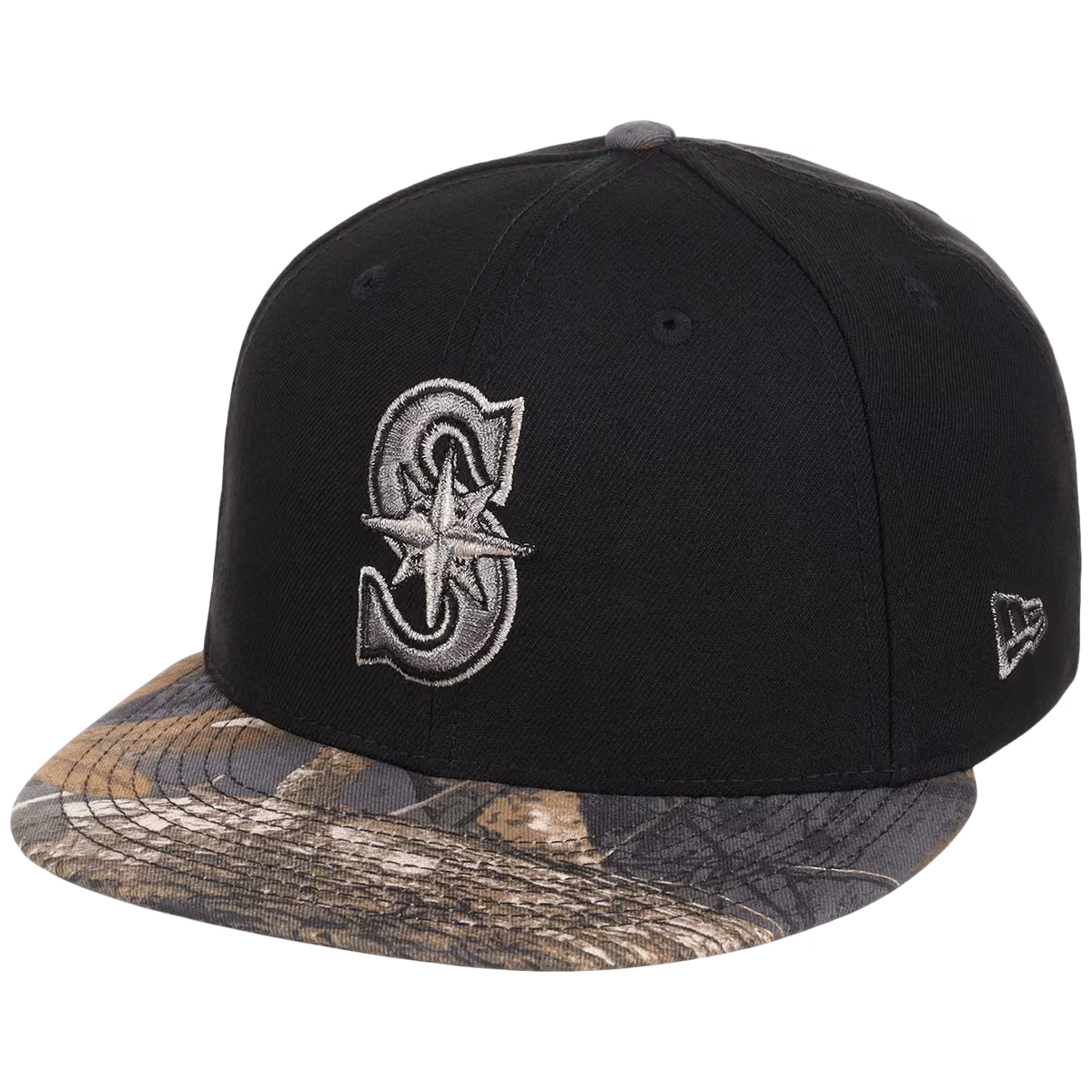 Seattle Mariners MLB Black Realtree Metallics New Era 59FIFTY detail view
