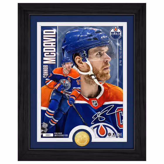 Connor McDavid Edmonton Oilers Artist Proof Bronze Coin NHL Photo Frame view 1