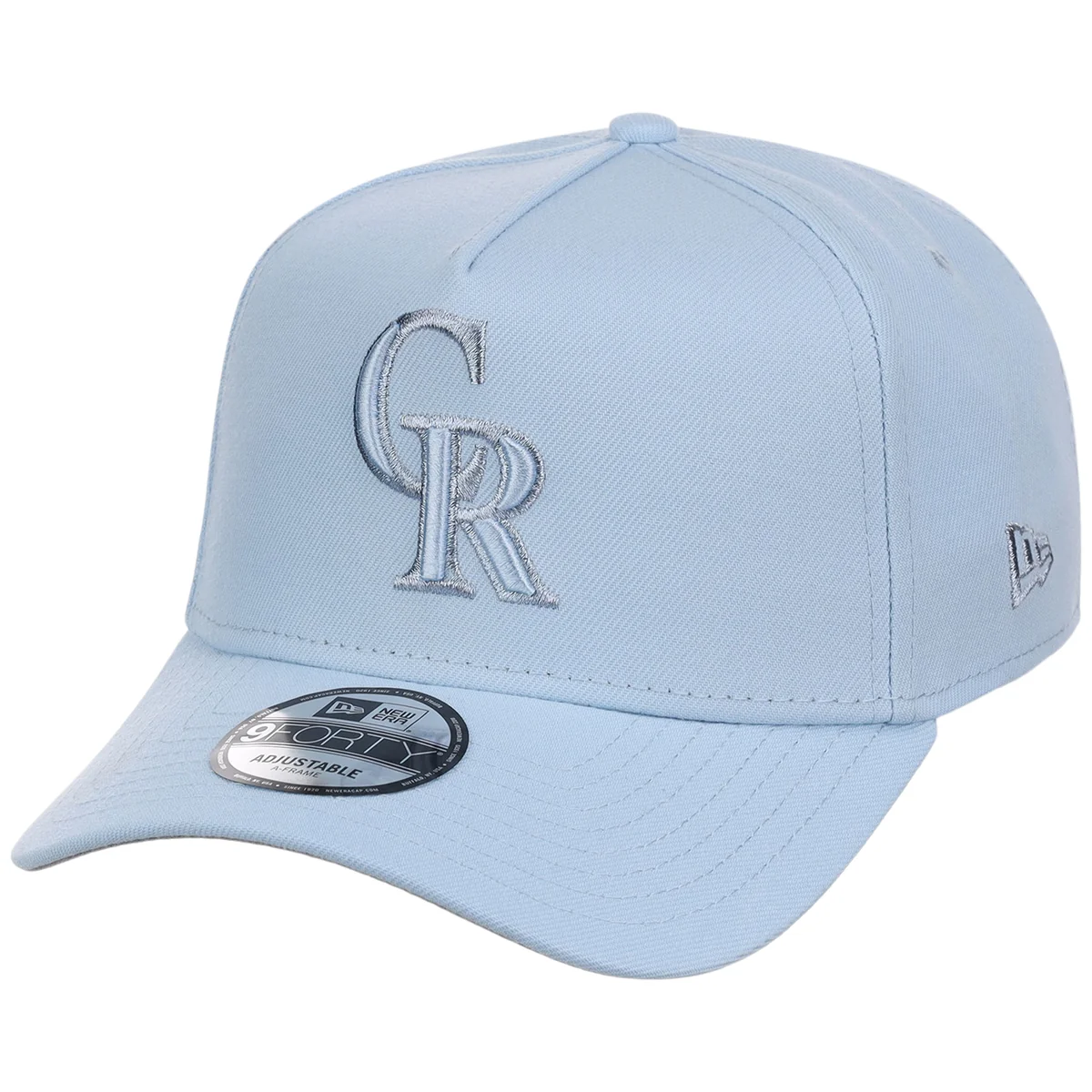Colorado Rockies MLB Glacial Blue New Era 9FORTY A-Frame detail view