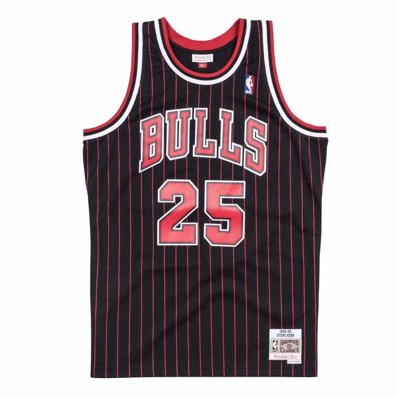 Steve Kerr #25 Chicago Bulls 1995-96 Swingman NBA Jersey Pinstripe view 1