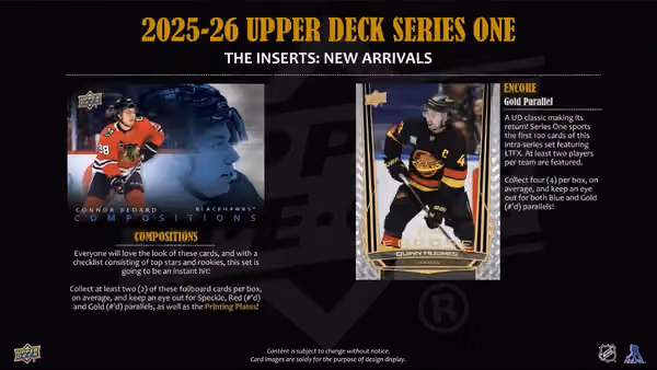 2025/26 Upper Deck Series 1 Hockey NHL Hobby Box view 6