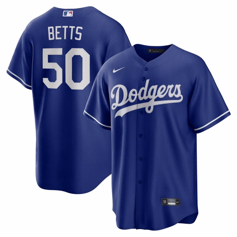 Mookie Betts #50 Los Angeles Dodgers Nike MLB Jersey Blue view 1
