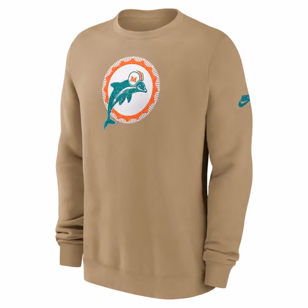 Miami Dolphins Swing Pass NFL Rewind Club Crew Beige view 1