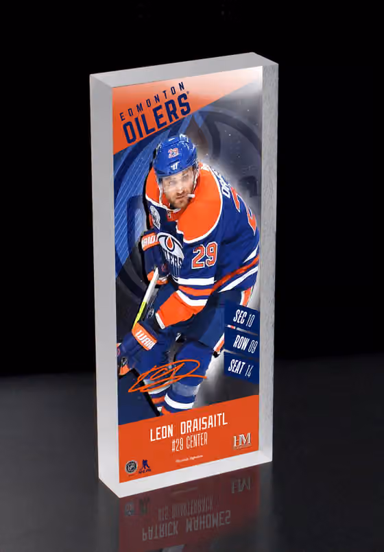 Leon Draisaitl Edmonton Oilers NHL Player Ticket 3D Block Art view 1