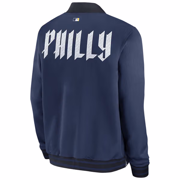 Philadelphia Phillies 2024 City Connect MLB Authentic Nike Bomber Jacket Navy view 3