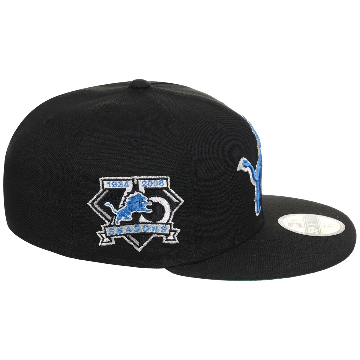 Detroit Lions NFL Black Dome New Era 59FIFTY detail view
