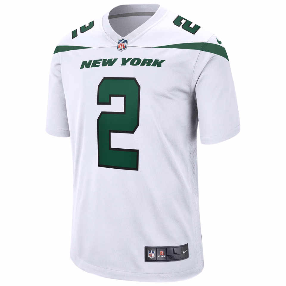 Zach Wilson #2 New York Jets Nike Game NFL Football Jersey White view 2
