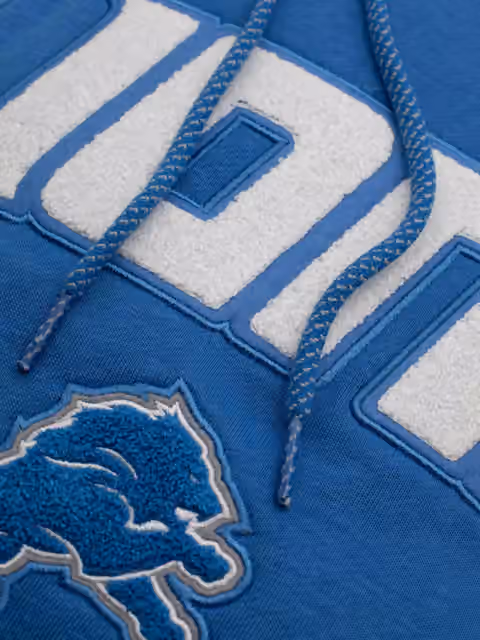 Detroit Lions Felt Logo Throwback NFL Hoodie Blue view 3