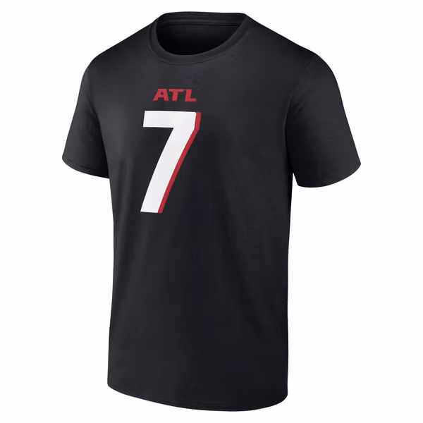 Bijan Robinson #7 Atlanta Falcons Player NFL T-Shirt Black view 2