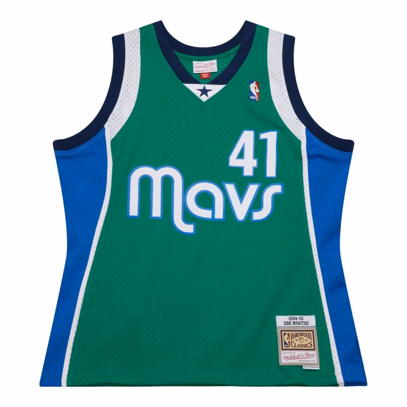 Dirk Nowitzki #41 Dallas Mavericks 2004-05 Swingman NBA Jersey Green view 1