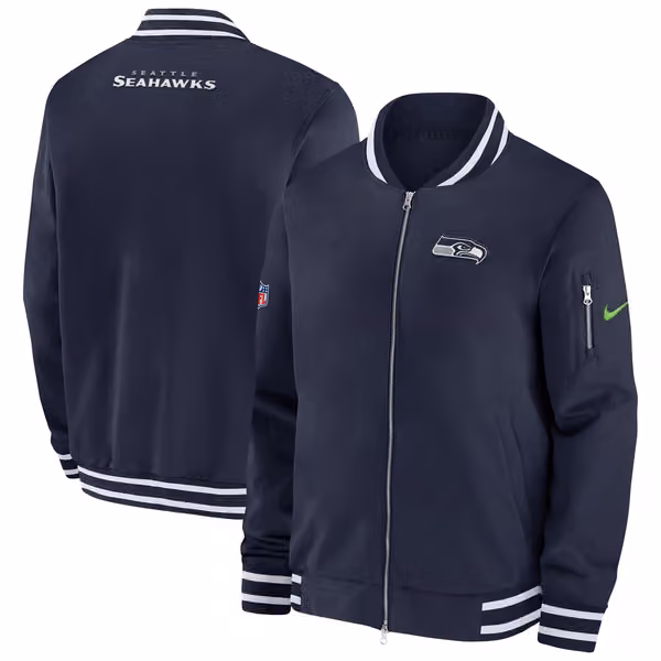 Seattle Seahawks NFL Sideline Nike Coach Bomber Jacket view 1