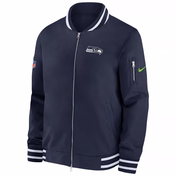Seattle Seahawks NFL Sideline Nike Coach Bomber Jacket view 2