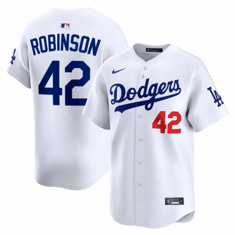 Jackie Robinson #42 Los Angeles Dodgers Limited MLB Jersey Home White view 1