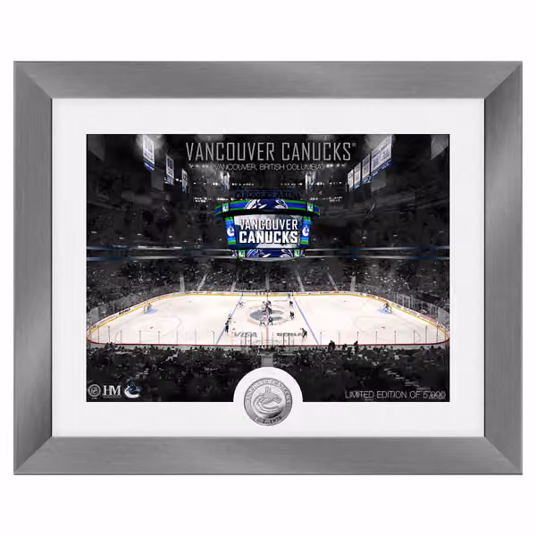 Vancouver Canucks Art Deco Stadium Silver Coin Framed NHL Photo view 1