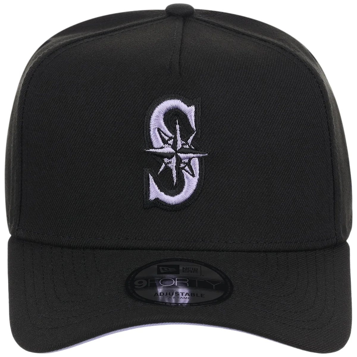 Seattle Mariners MLB Black x Lavender FASHION CORE New Era 9FORTY A-Frame detail view