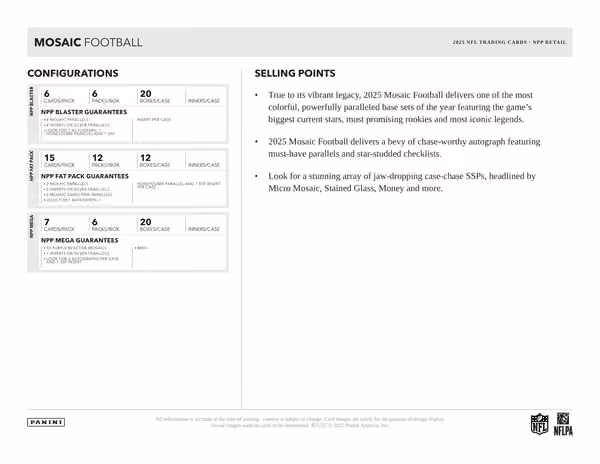2025 Panini Mosaic Football NFL Blaster Box view 5