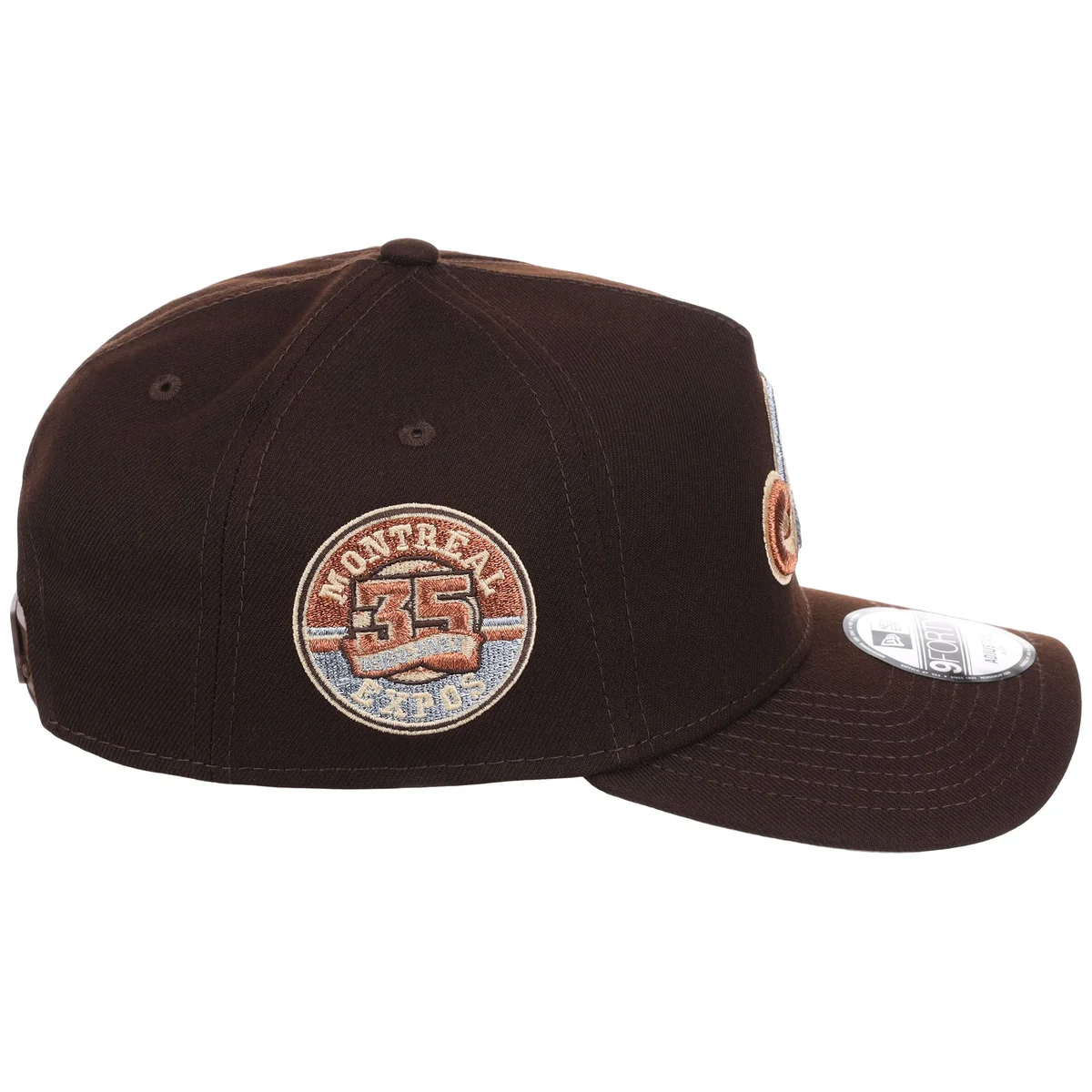 Montreal Expos MLB Frosted Bark New Era 9FORTY A-Frame detail view