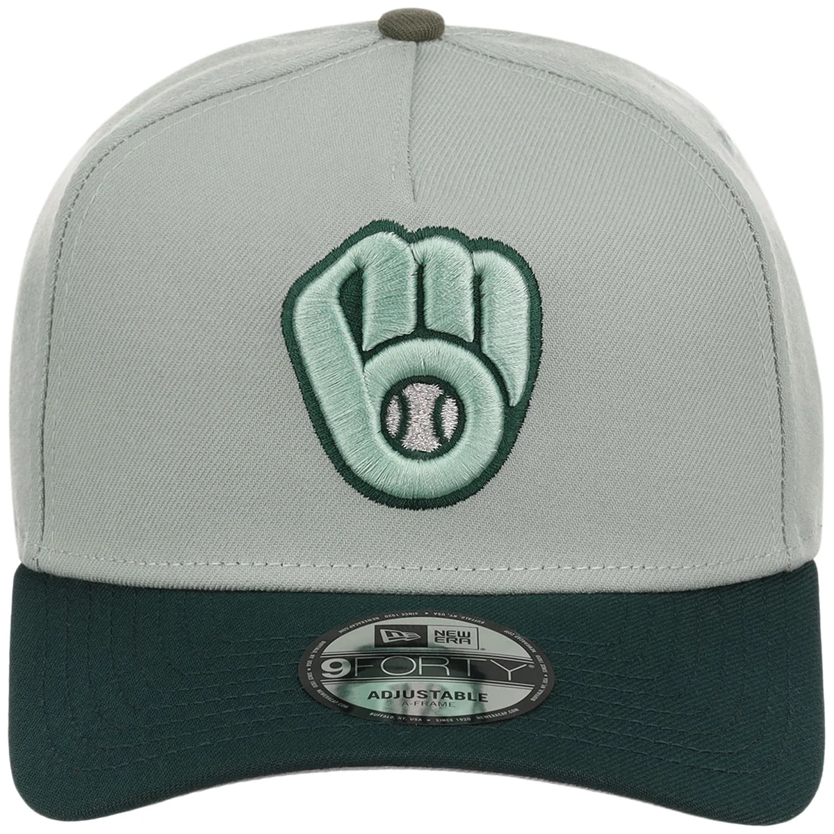 Milwaukee Brewers MLB Everest x Dark Green FASHION CORE New Era 9FORTY A-Frame detail view