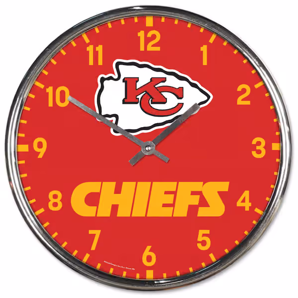 Kansas City Chiefs Chrome NFL Team Design Wall Clock view 1