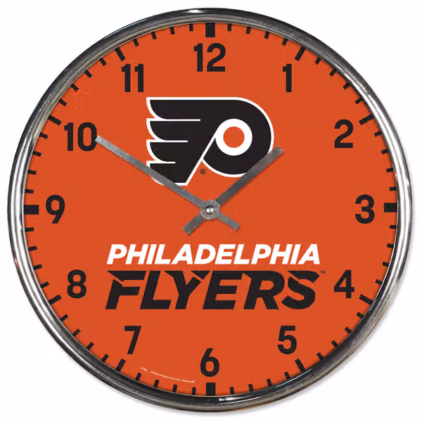 Philadelphia Flyers Chrome NHL Team Design Wall Clock view 1