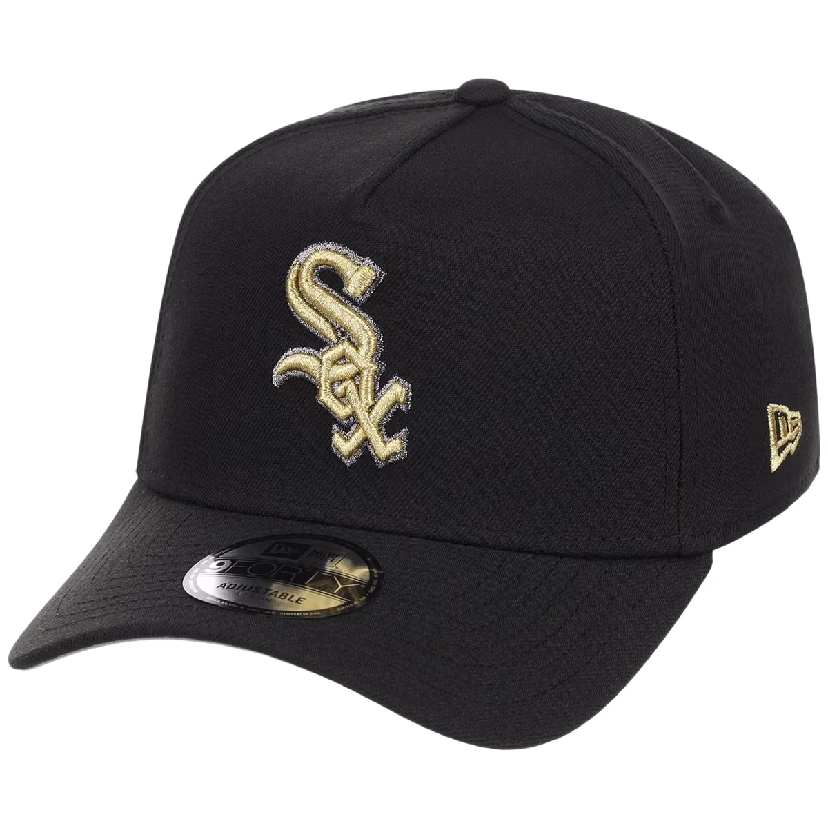 Chicago White Sox MLB Black x Gold FASHION CORE New Era 9FORTY A-Frame detail view