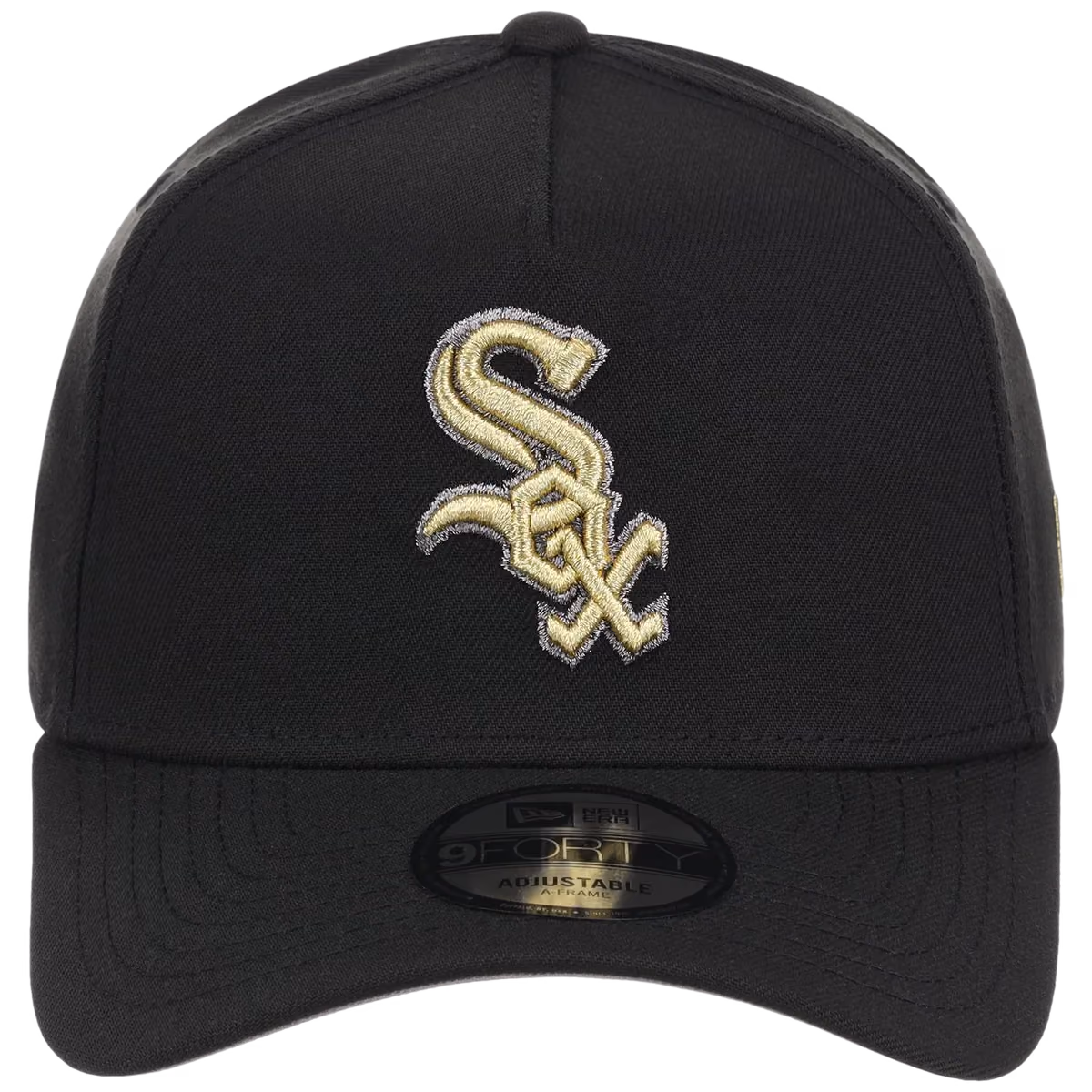 Chicago White Sox MLB Black x Gold FASHION CORE New Era 9FORTY A-Frame detail view